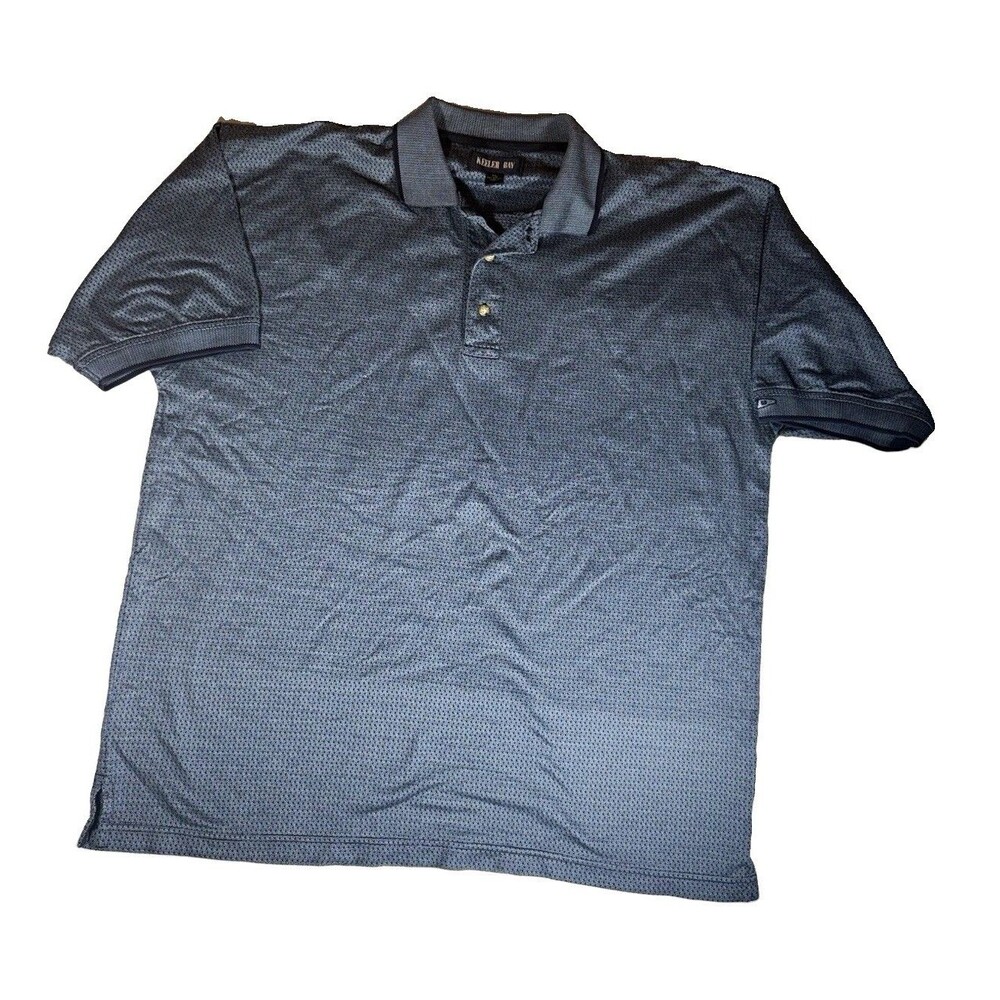 Vintage Keeler Bay Men's XL Blue Textured Knit Cotton Short Sleeve Collared Polo
